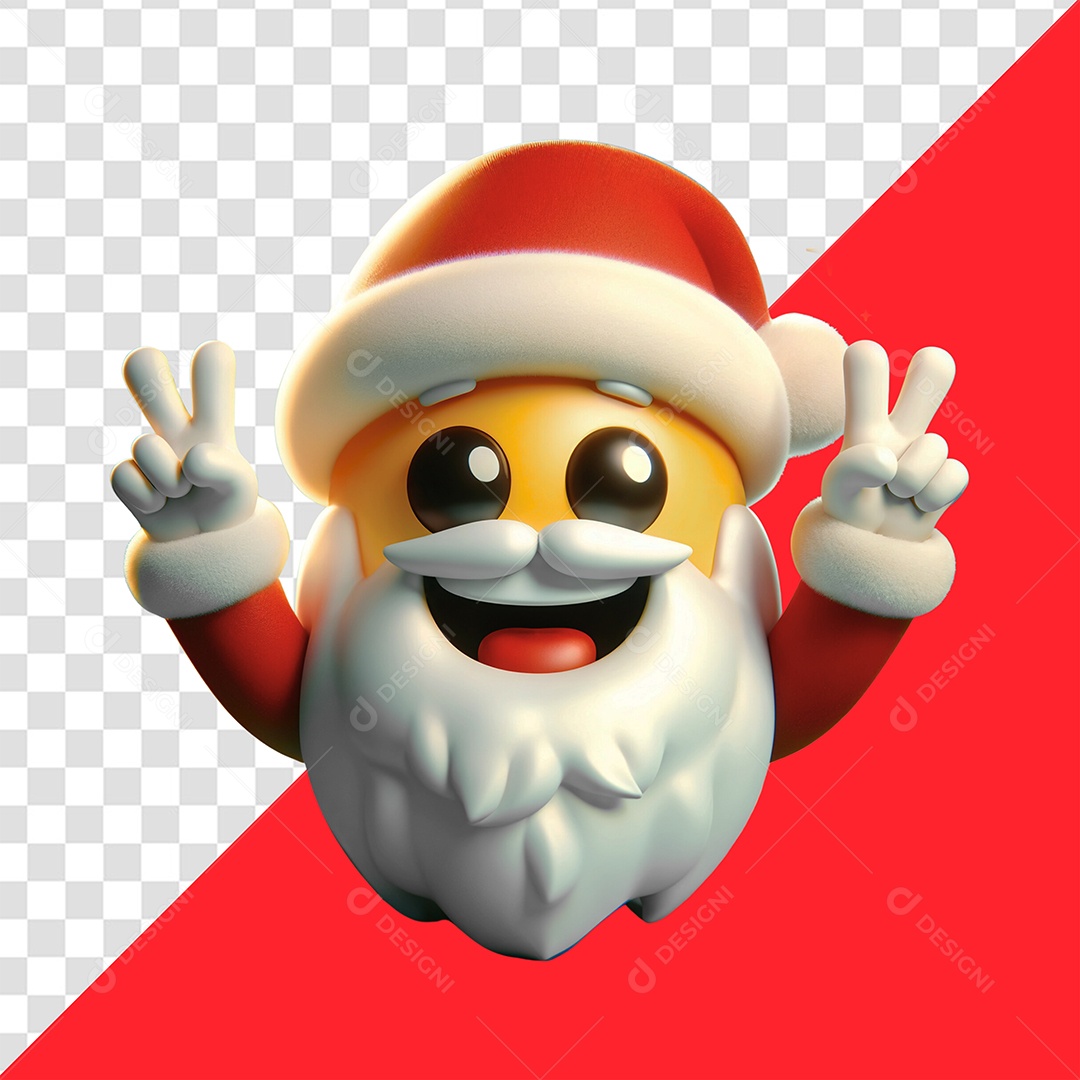 Elemento 3D Emoji Papai Noel  para Composição PSD