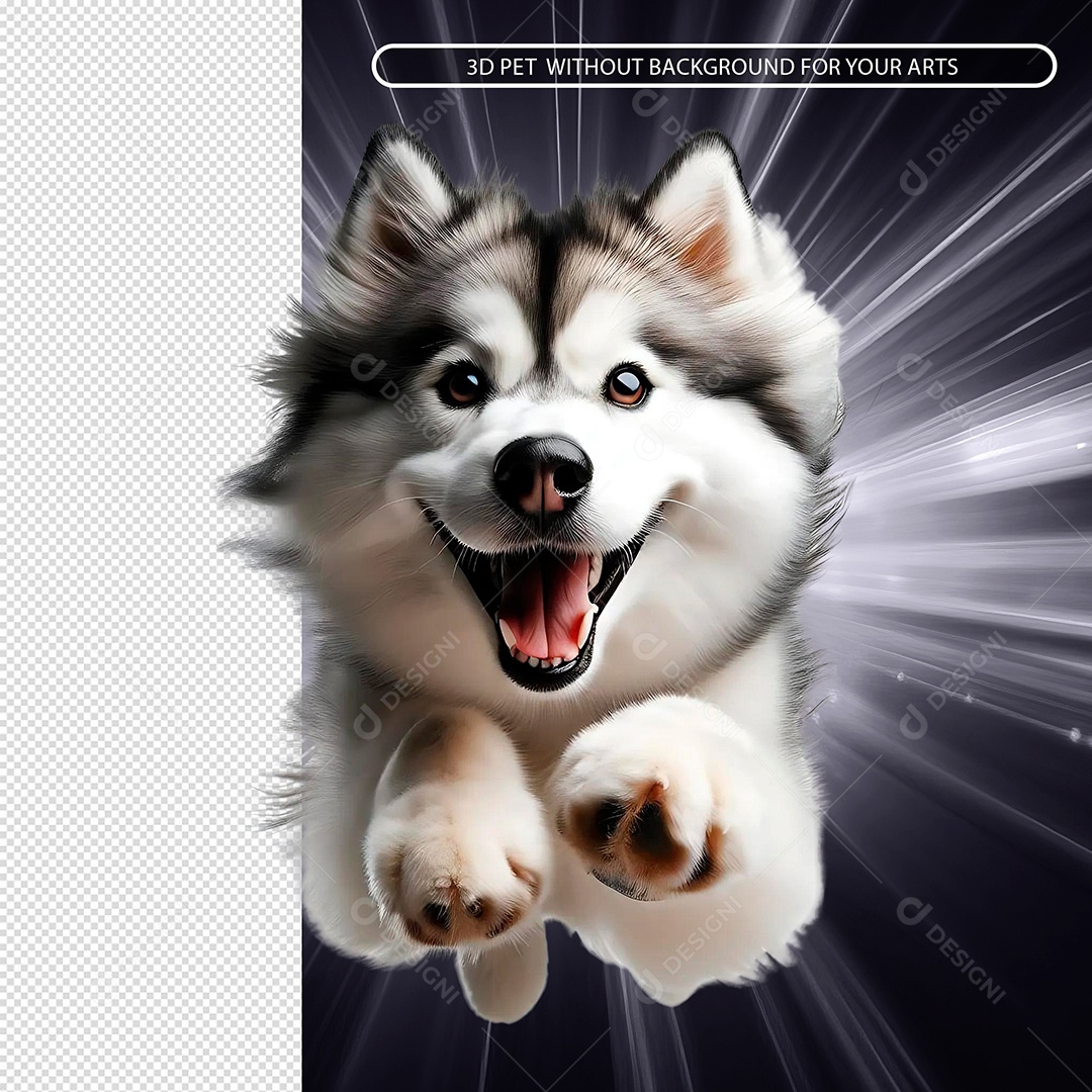 Cachorro Correndo Feliz Elemento 3D Para Composição PSD.zip.