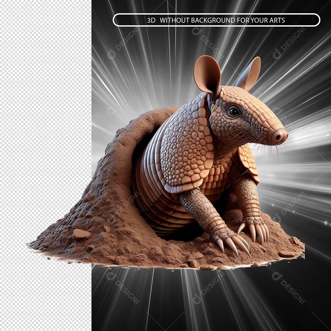 Emoji Tatu saindo Da Toca 3D para Composição PSD.