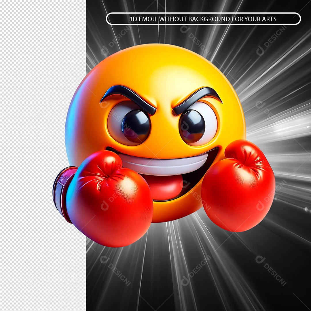Emoji Boxeador Com Luva De Boxe 3D para Composição PSD.