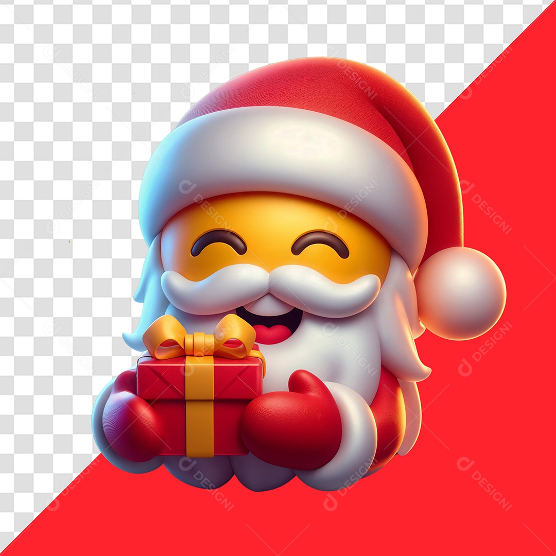 Elemento 3D Emoji Papai Noel  para Composição PSD