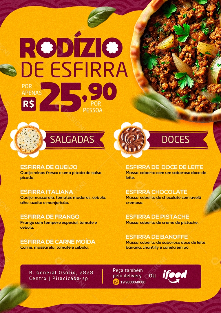 Modelo de Cardápio Esfirra PSD Editável