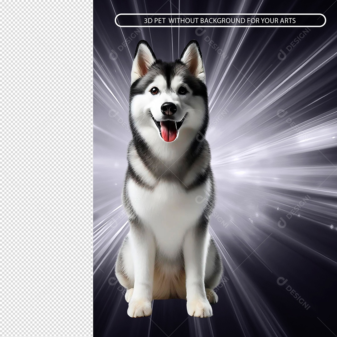 Cachorro Sentado Feliz Elemento 3D Para Composição PSD