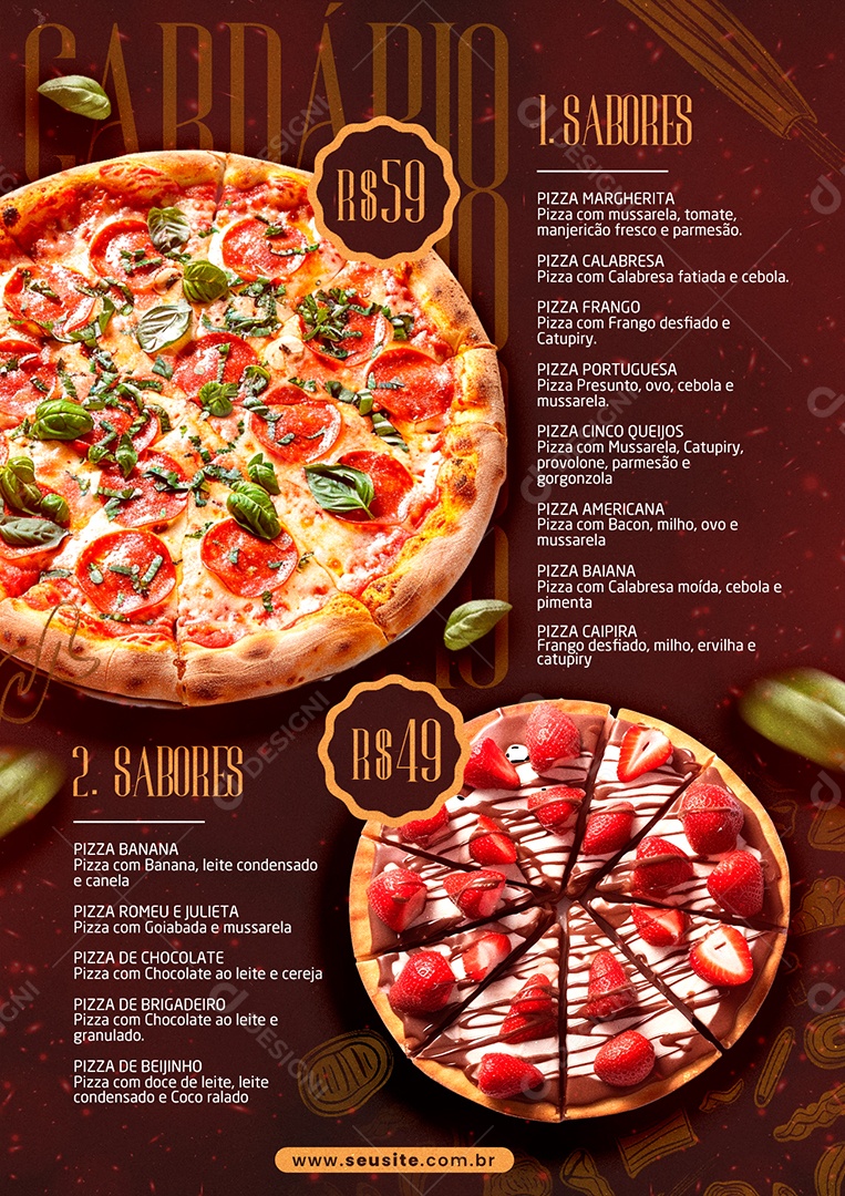 Modelo de Cardápio Pizzaria PSD Editável