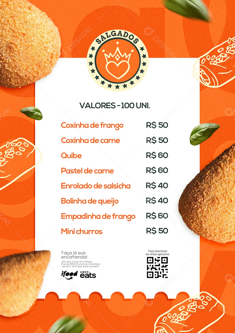 Modelo de Cardápio Salgateria PSD Editável