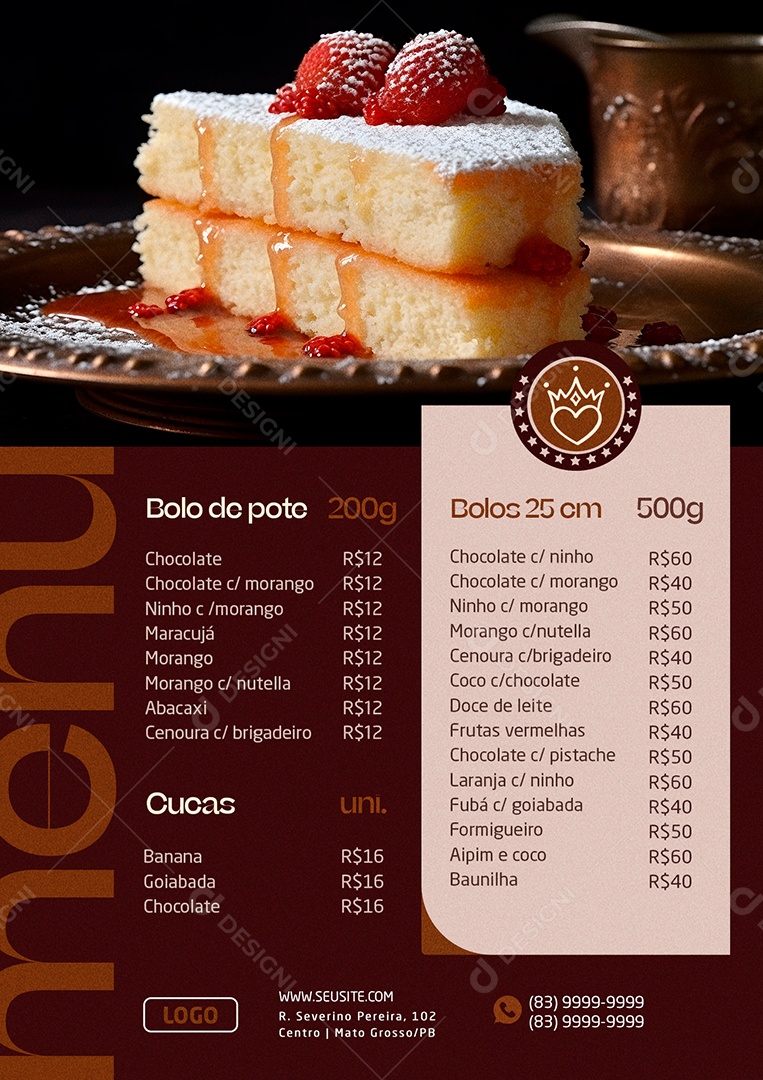 Modelo de Cardápio Bolo de Pote PSD Editável