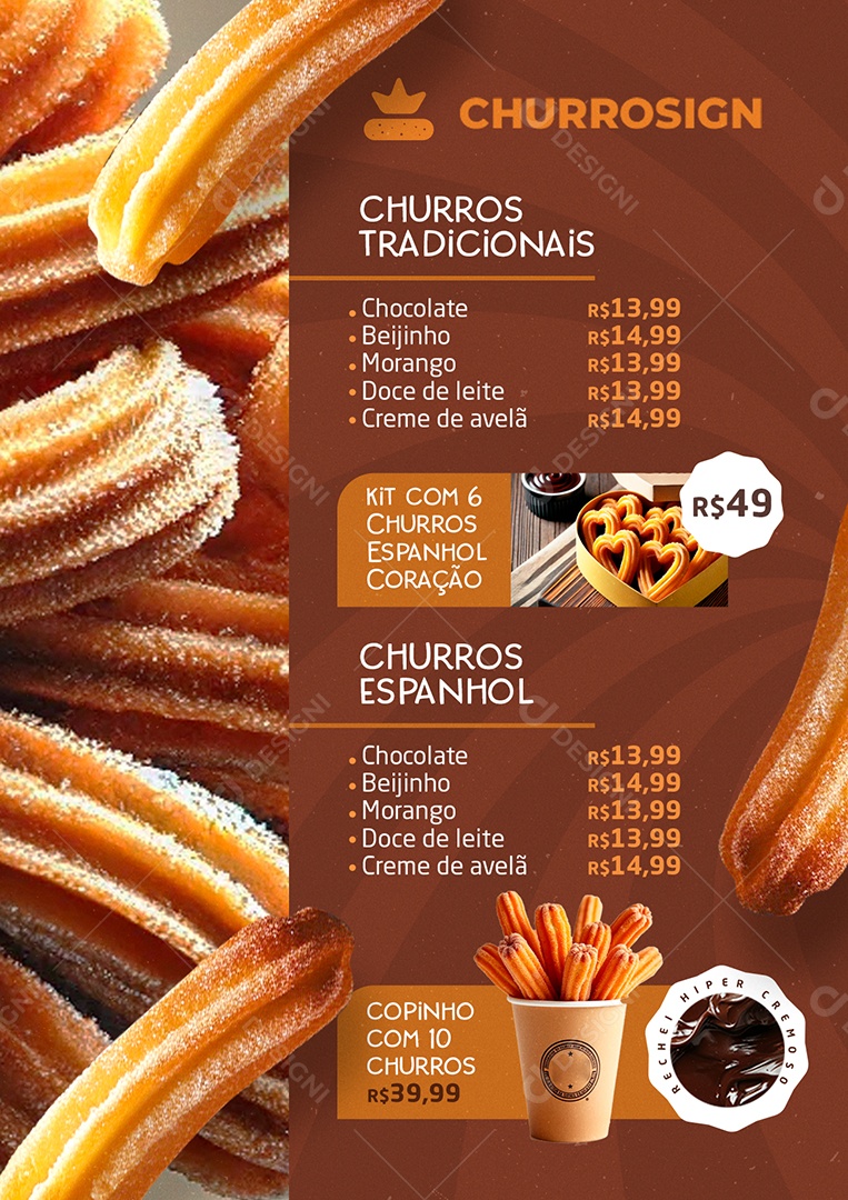 Modelo de Cardápio Churros PSD Editável