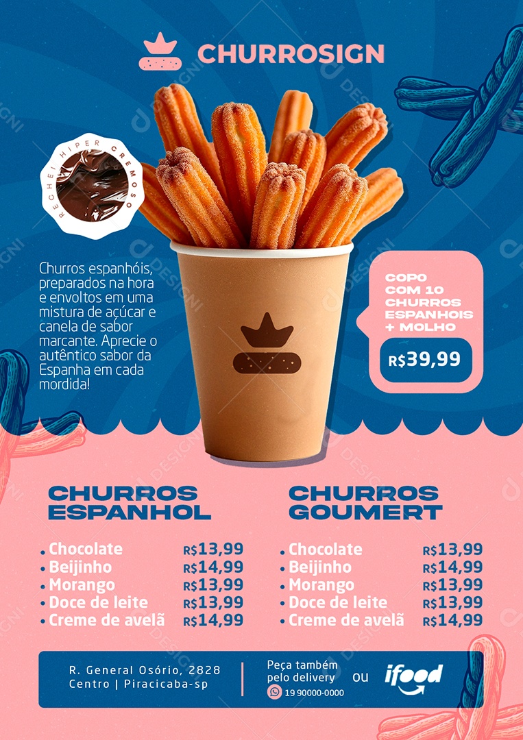 Modelo de Cardápio Churros PSD Editável