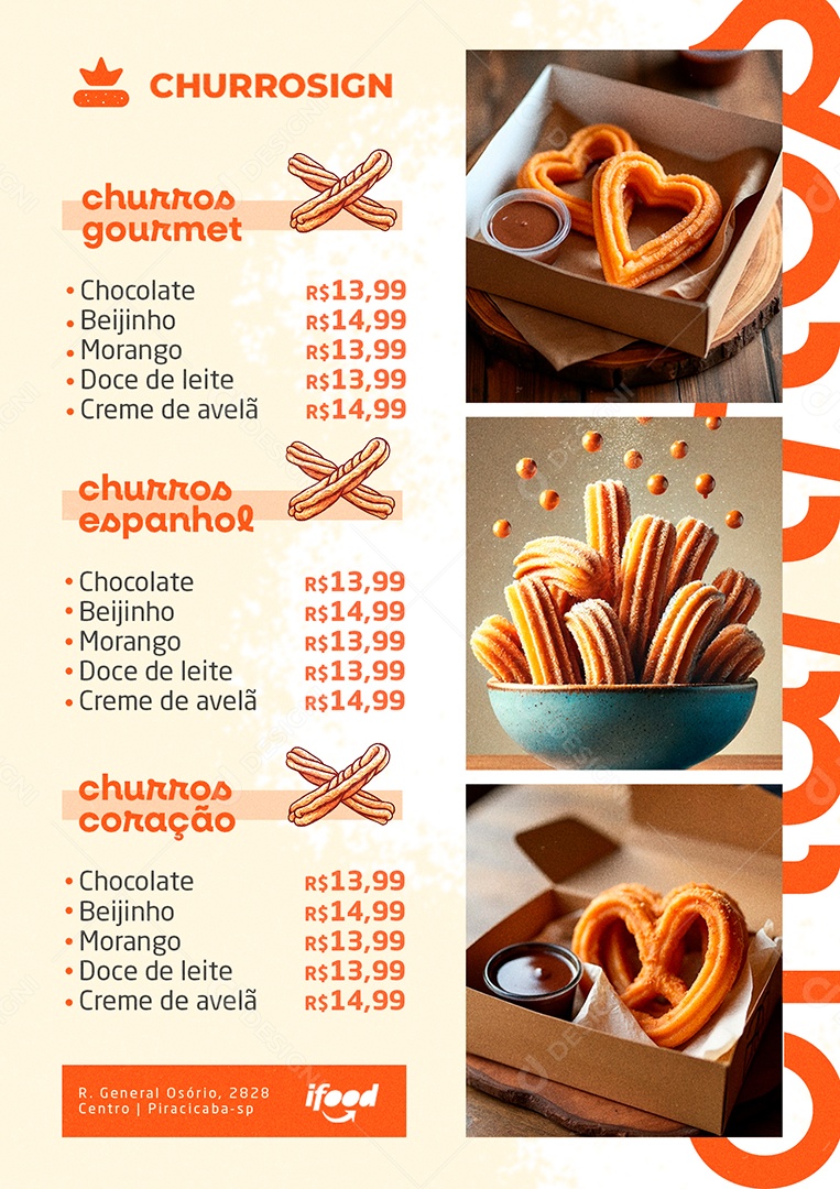 Modelo de Cardápio Churros PSD Editável