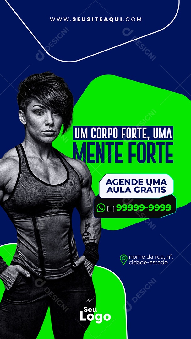 Story Academia Um Corpo Forte Uma Mente Forte Social Media PSD Editável