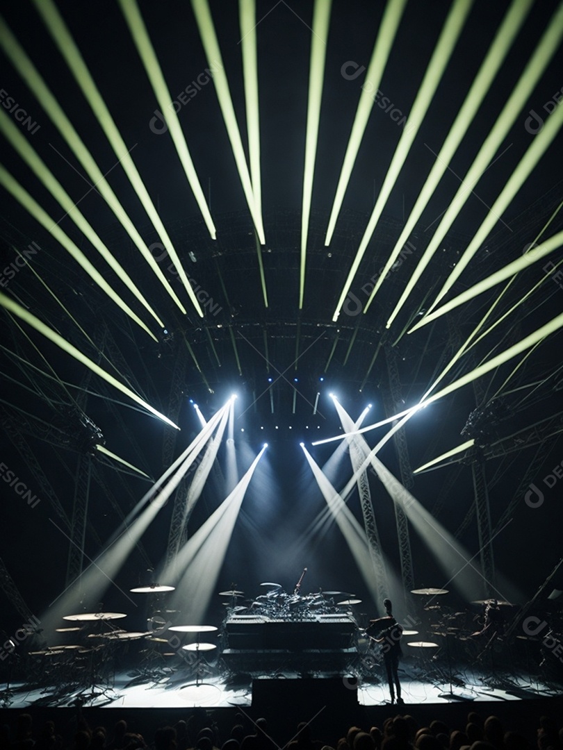 Palco com show e pessoas