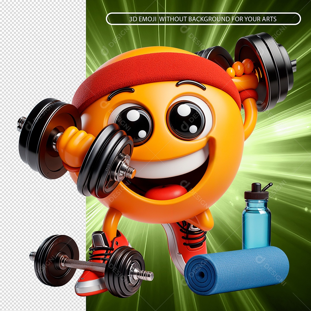 Emoji Malhando Na Academia Feliz Elemento 3D Para Composição PSD