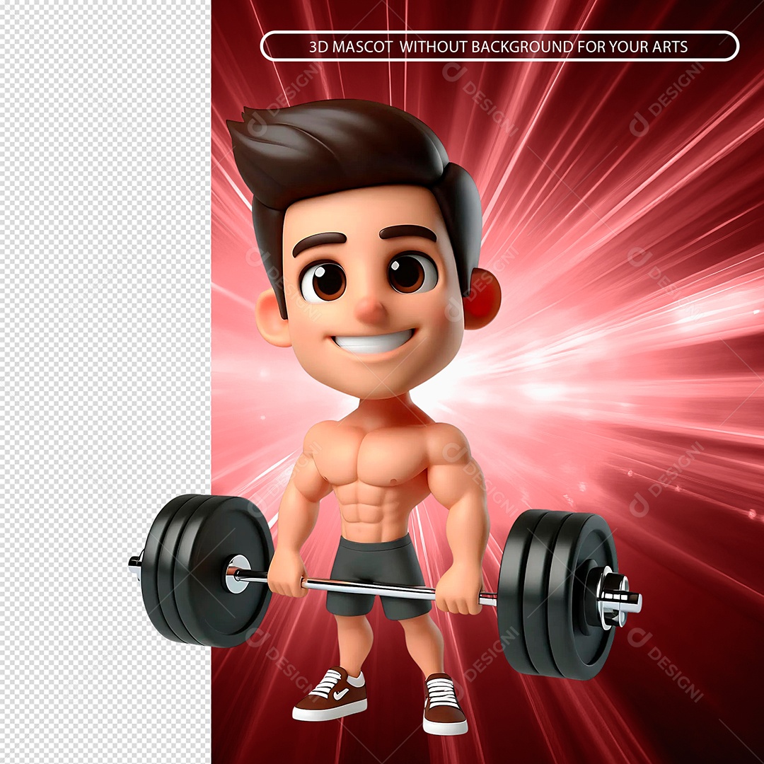 Emoji De Homem Feliz Na Academia Com Peso Composição PSD.