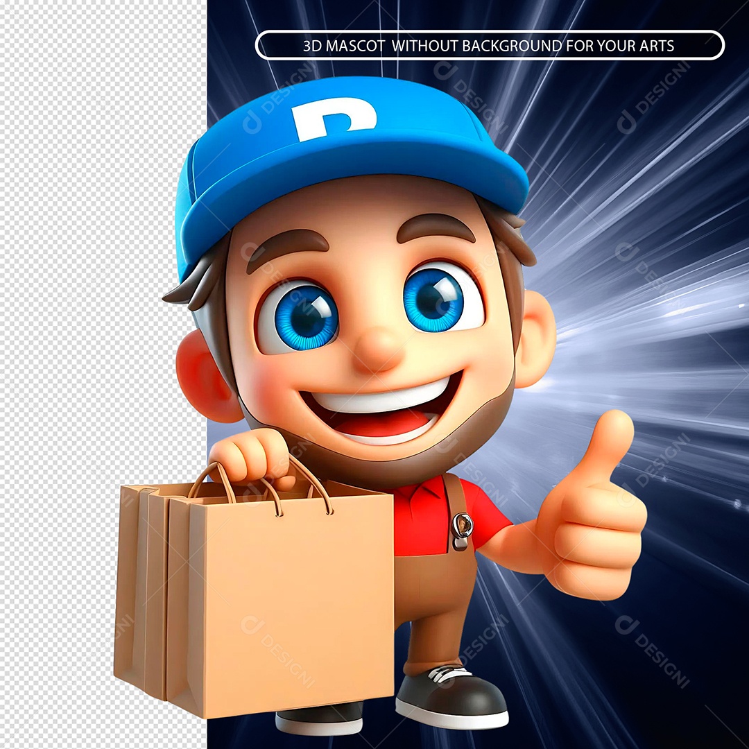 Emoji De Homem Entregador Fazendo Sinal De Positivo Composição PSD.