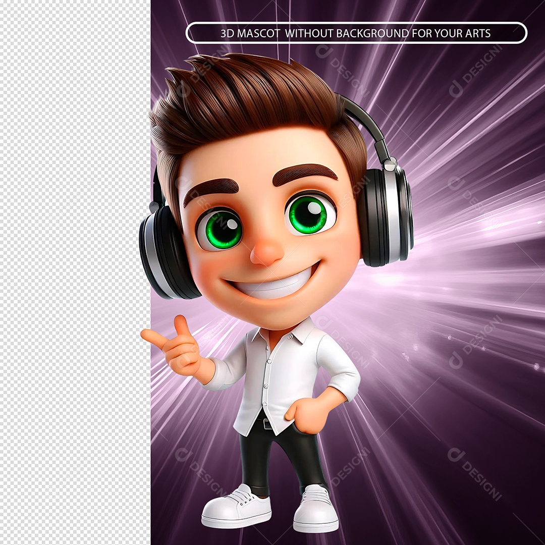 Emoji De Homem Feliz Sorridente Com Fone Composição PSD.