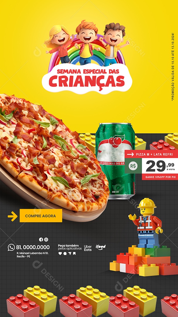 Story Pizzaria Promoção Dia das Crianças Social Media PSD Editável