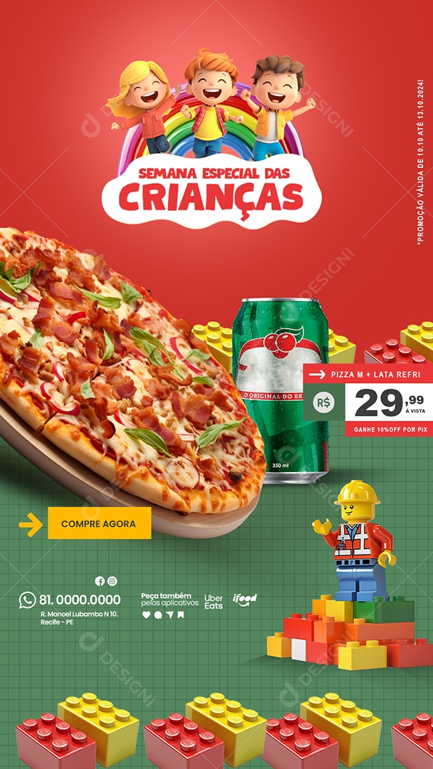 Story Pizzaria Promoção Dia das Crianças Social Media PSD Editável