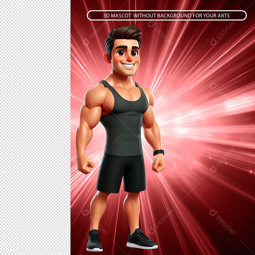 Emoji De Homem Feliz Sorridente Forte  Elemento 3D Para Composição PSD.