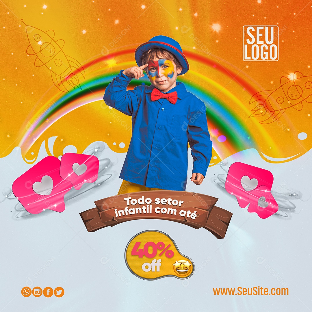 Promoção Dia das Criança Loja  Social Media PSD Editável