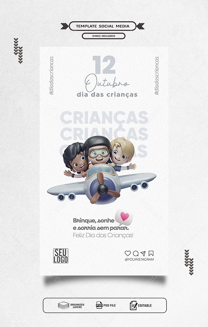 Story Feliz Dia das Crianças 12 de Outubro Social Media PSD Editável