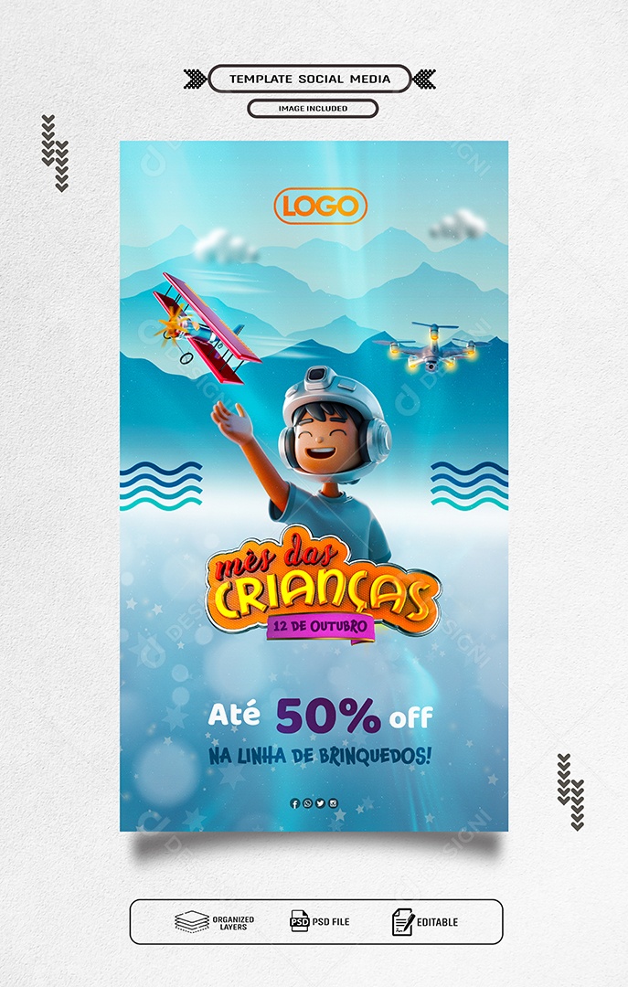 Story Promoção Dia das Criança Loja de Brinquedos Social Media PSD Editável