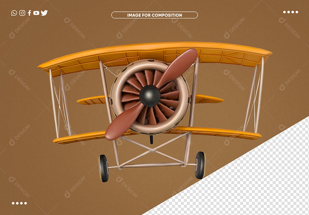 Elemento 3D Avião para Composição PSD