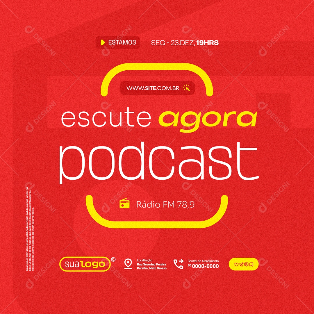 Rádio Escute Agora Podscast Social Media PSD Editável