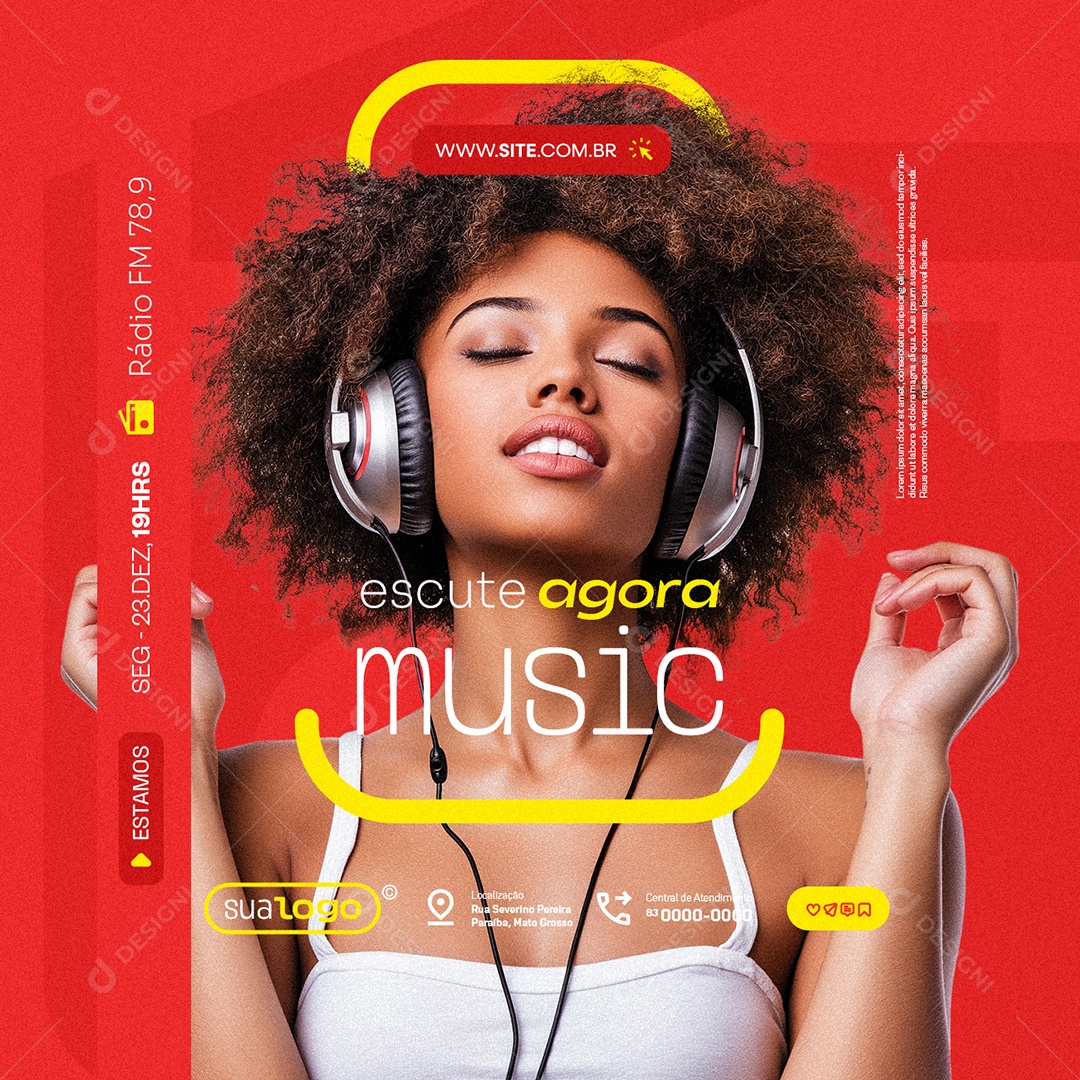 Rádio Escute Agora Music Social Media PSD Editável