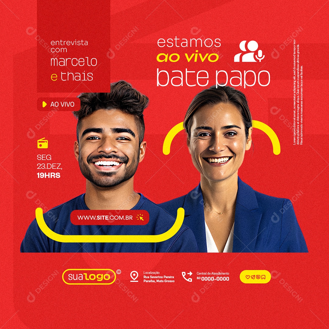 Rádio Estamos Ao Vivo Bate Papo Social Media PSD Editável