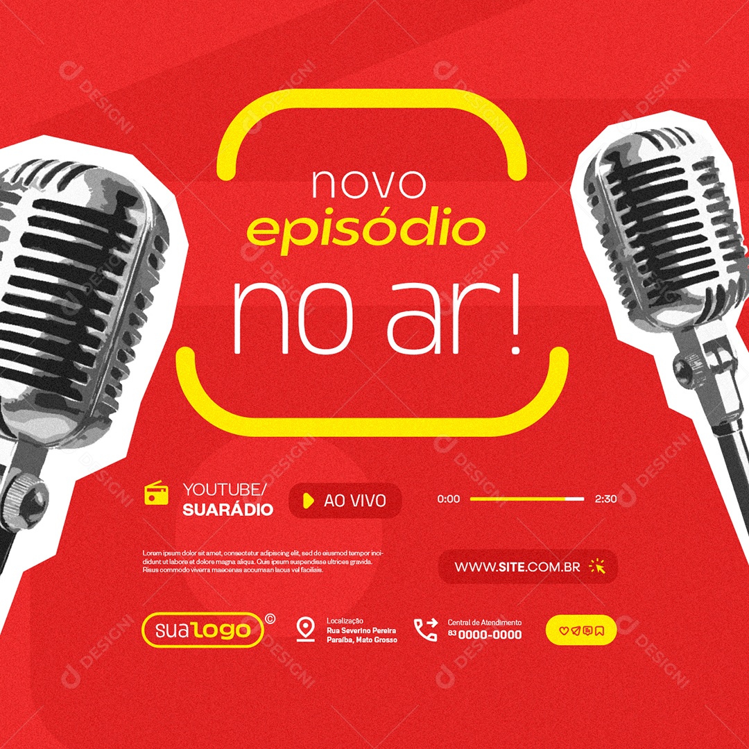 Rádio Novo Episódio no Ar Social Media PSD Editável