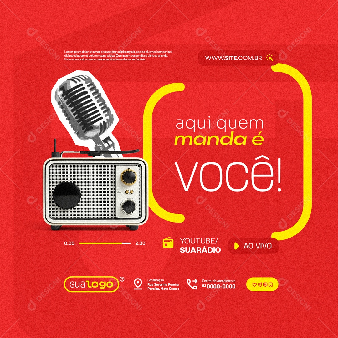 Social Media Rádio Aqui Quem Manda é Você PSD Editável