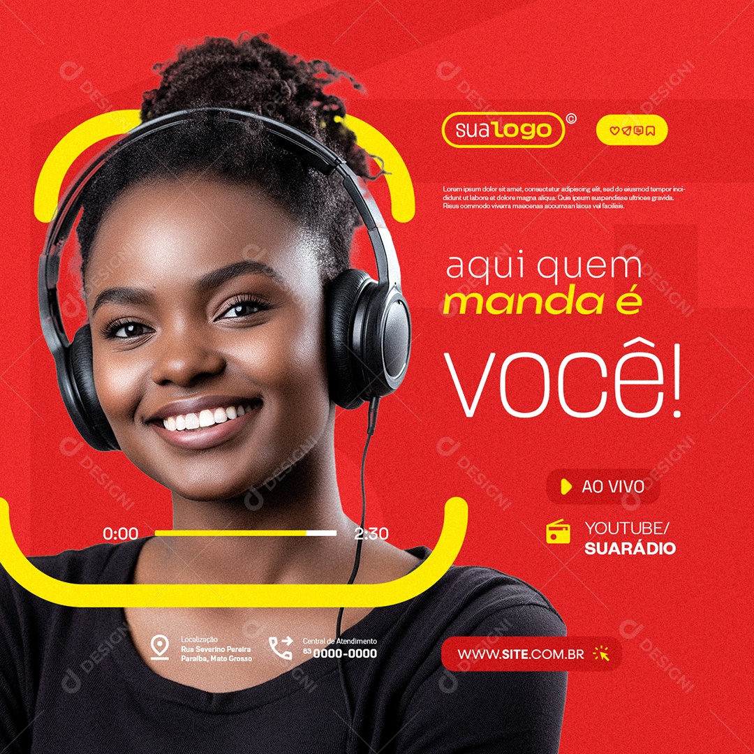 Rádio Aqui Quem Manda é Você Social Media PSD Editável