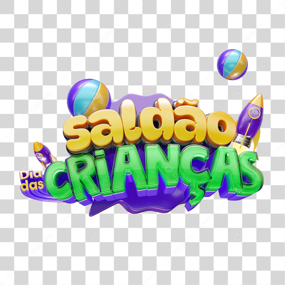 Selo 3D Saldão Das Crianças Para Composição PNG Transparente