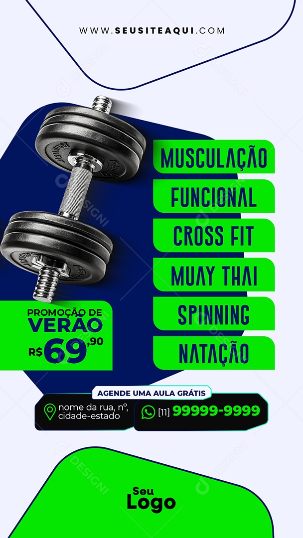 Story Academia Fitness Musculação Funcional Social Media PSD Editável
