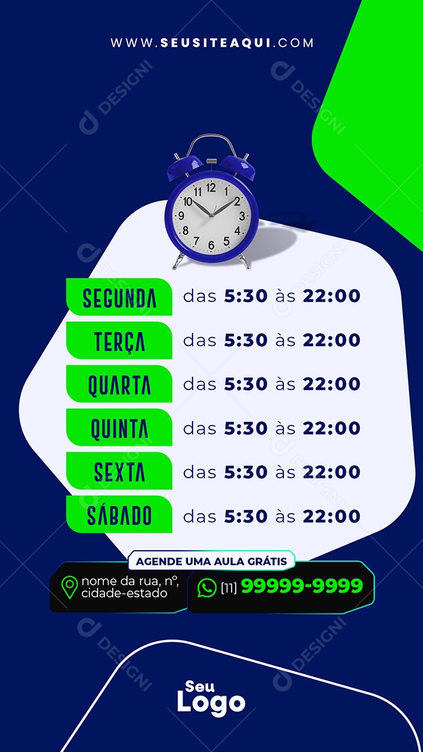 Story Academia Fitness Horário de Funcionamento Social Media PSD Editável