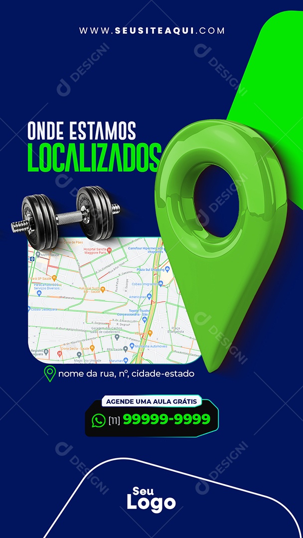Story Academia Fitness Onde Estamos Social Media PSD Editável