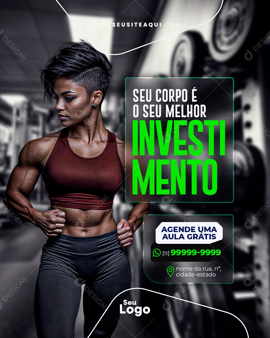 Story Academia Seu Corpo é o Seu Melhor Investimento Social Media PSD Editável