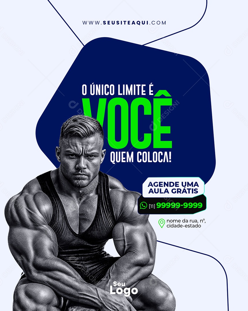 Academia Fitness O Único Limite é Você Social Media PSD Editável