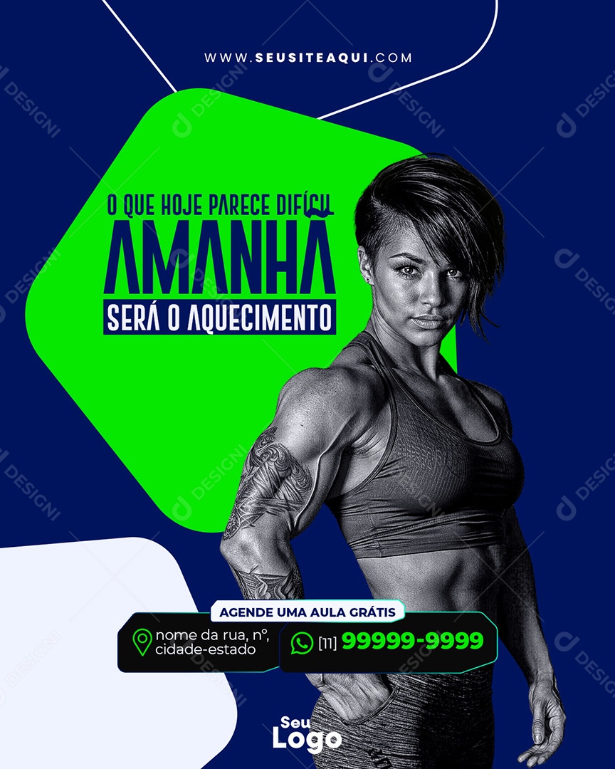 Academia Fitness Amanhã Será o Aquecimento Social Media PSD Editável