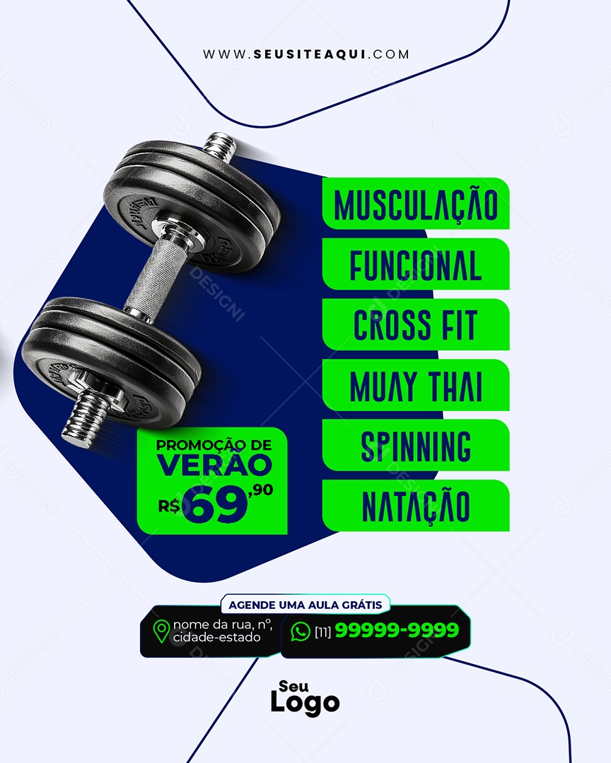 Academia Fitness Musculação Funcional Social Media PSD Editável