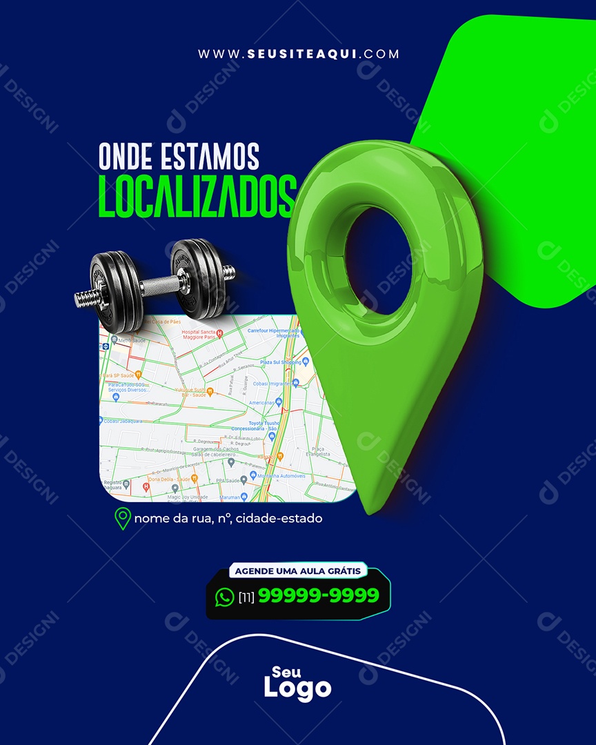 Academia Fitness Onde Estamos Social Media PSD Editável