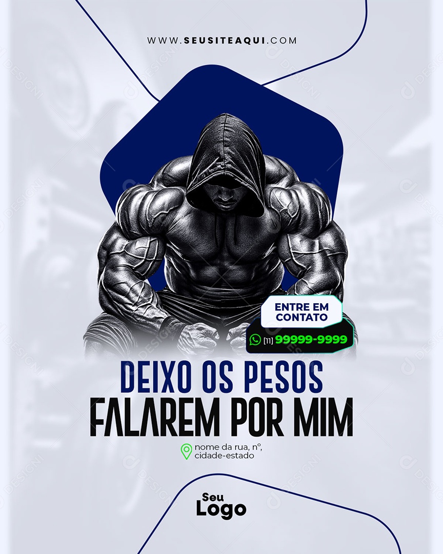 Academia Fitness Deixe os Pesos Falarem Por Mim Social Media PSD Editável