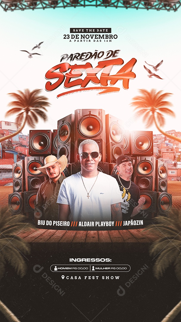 Flyer Shows músicas Social Media PSD Editável