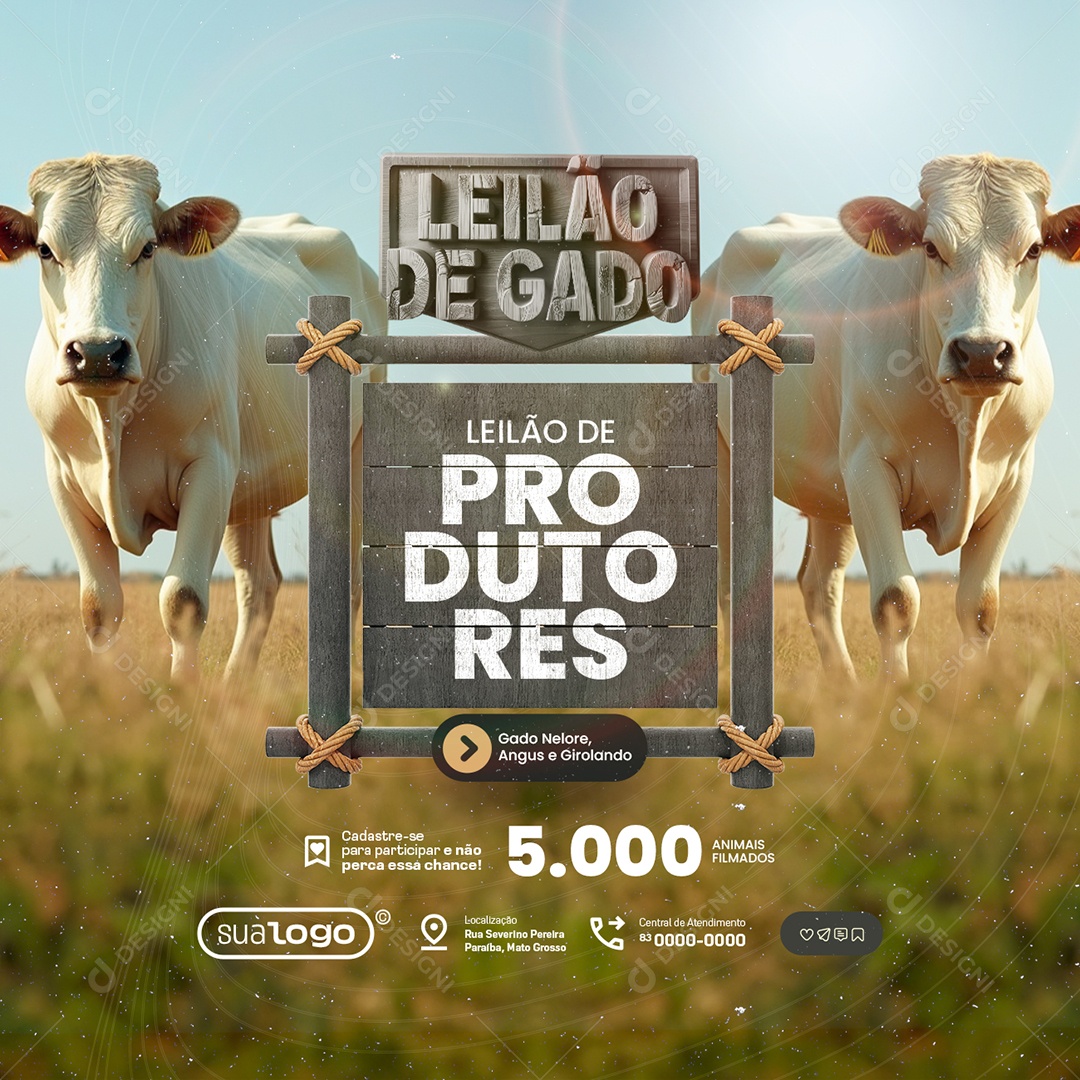 Leilão de Gado Leilão De Produtores Social Media PSD Editável