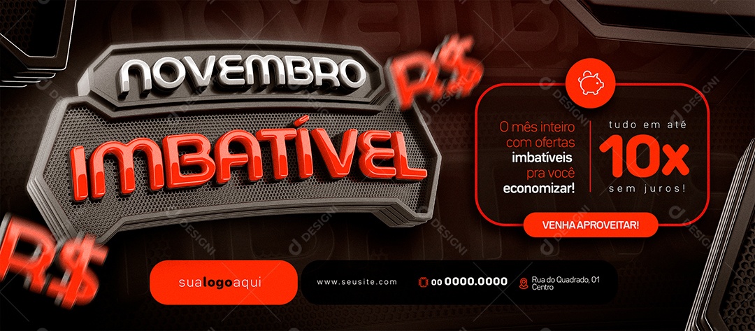 Banner Supermercado Novembro Imbatível Social Media PSD Editável
