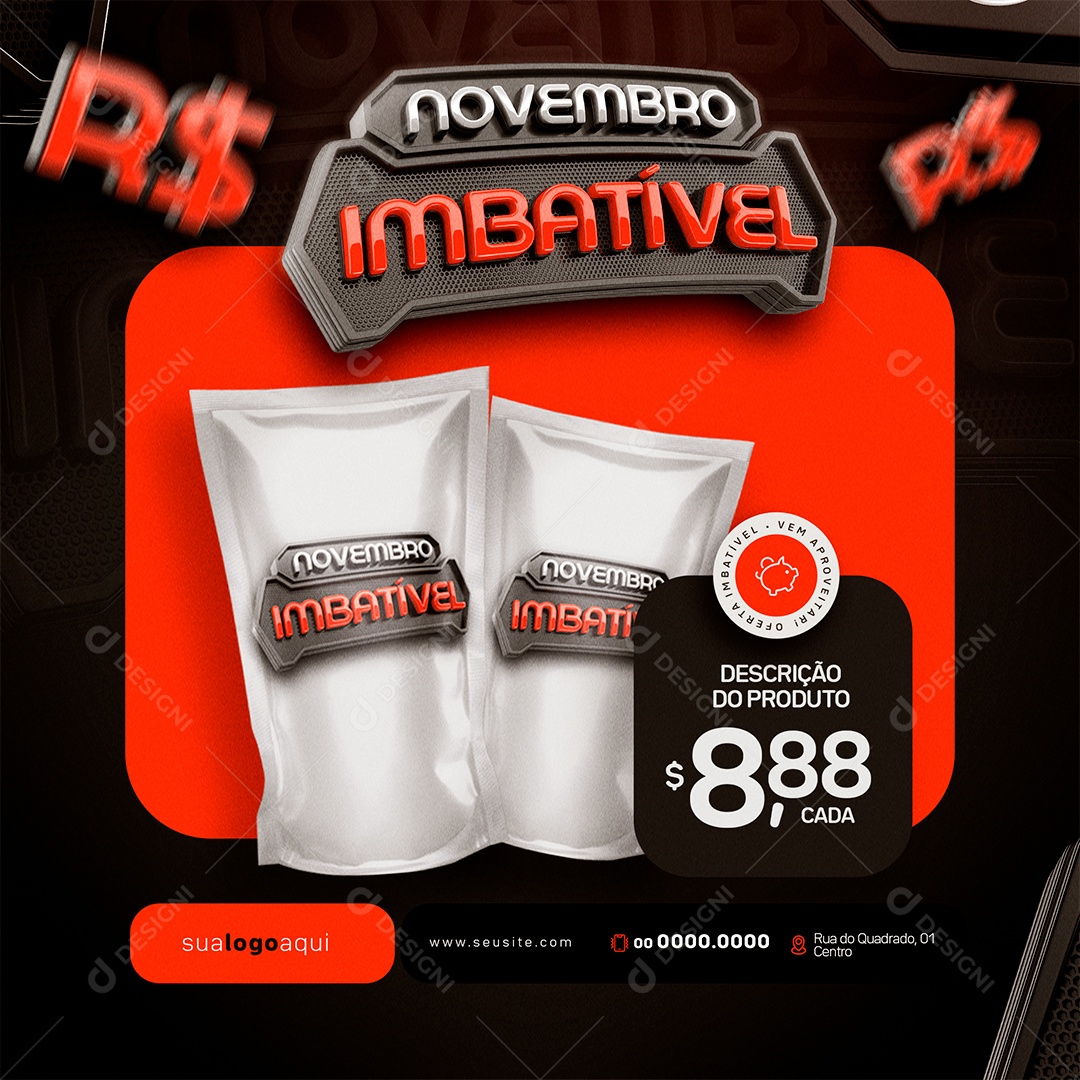 Supermercado Novembro Imbatível Social Media PSD Editável