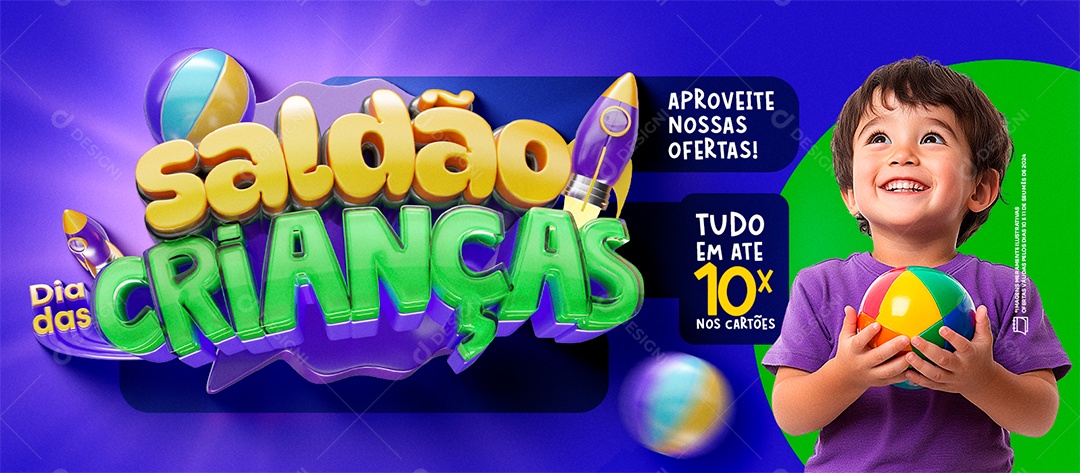 Banner Supermercado Saldão das Crianças Social Media PSD Editável