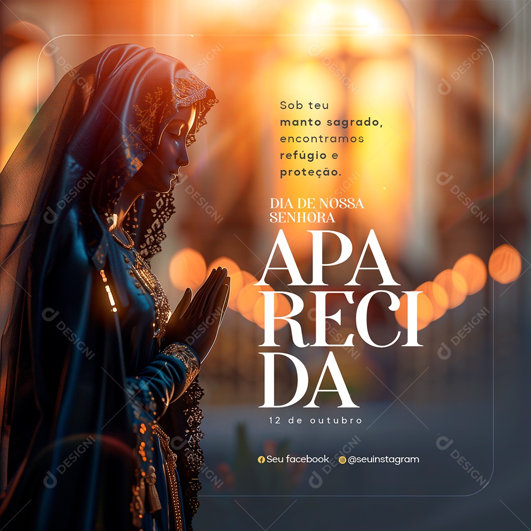 Dia de Nossa Senhora de Aparecida 12 de Outubro Social Media PSD Editável