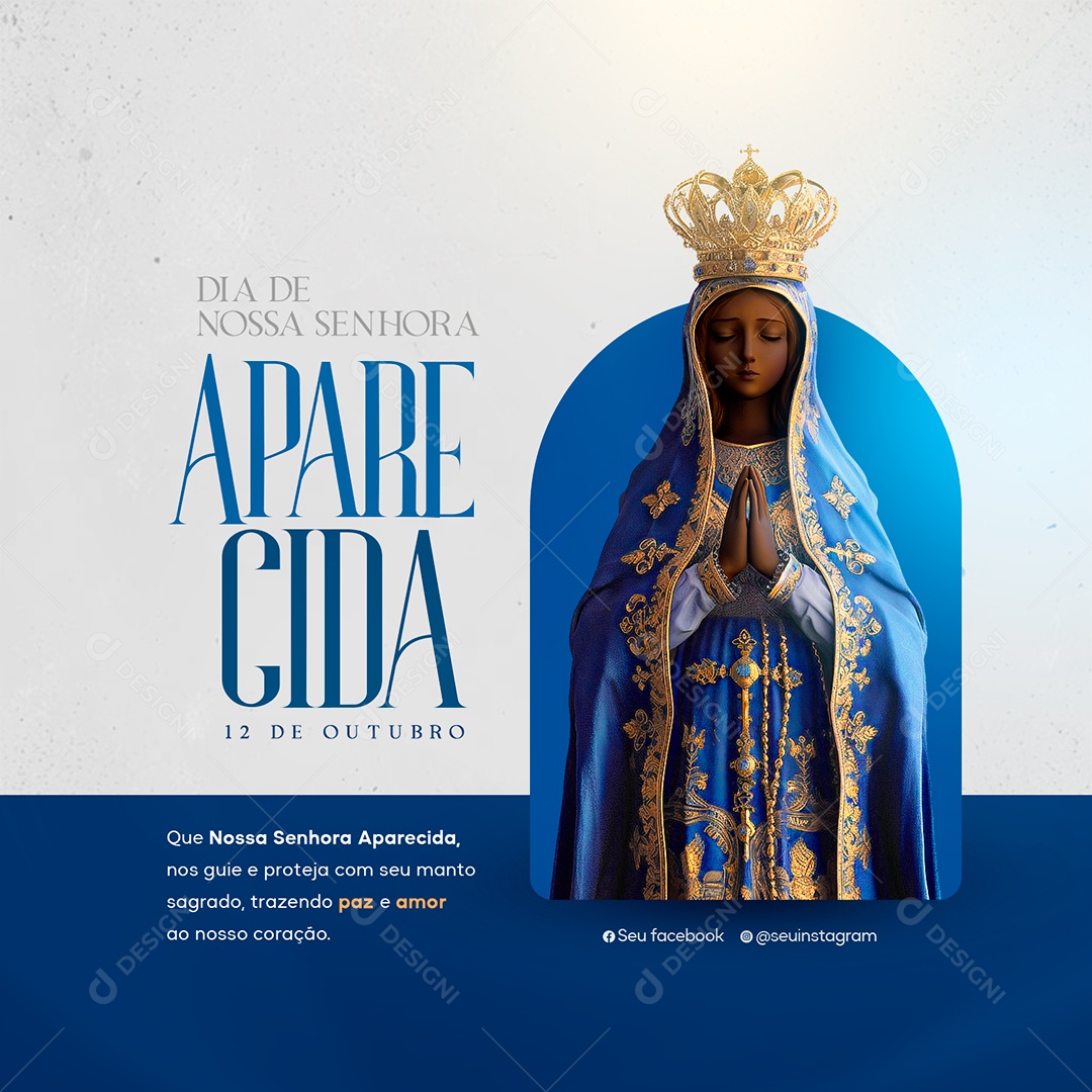 Dia de Nossa Senhora de Aparecida 12 de Outubro Social Media PSD Editável