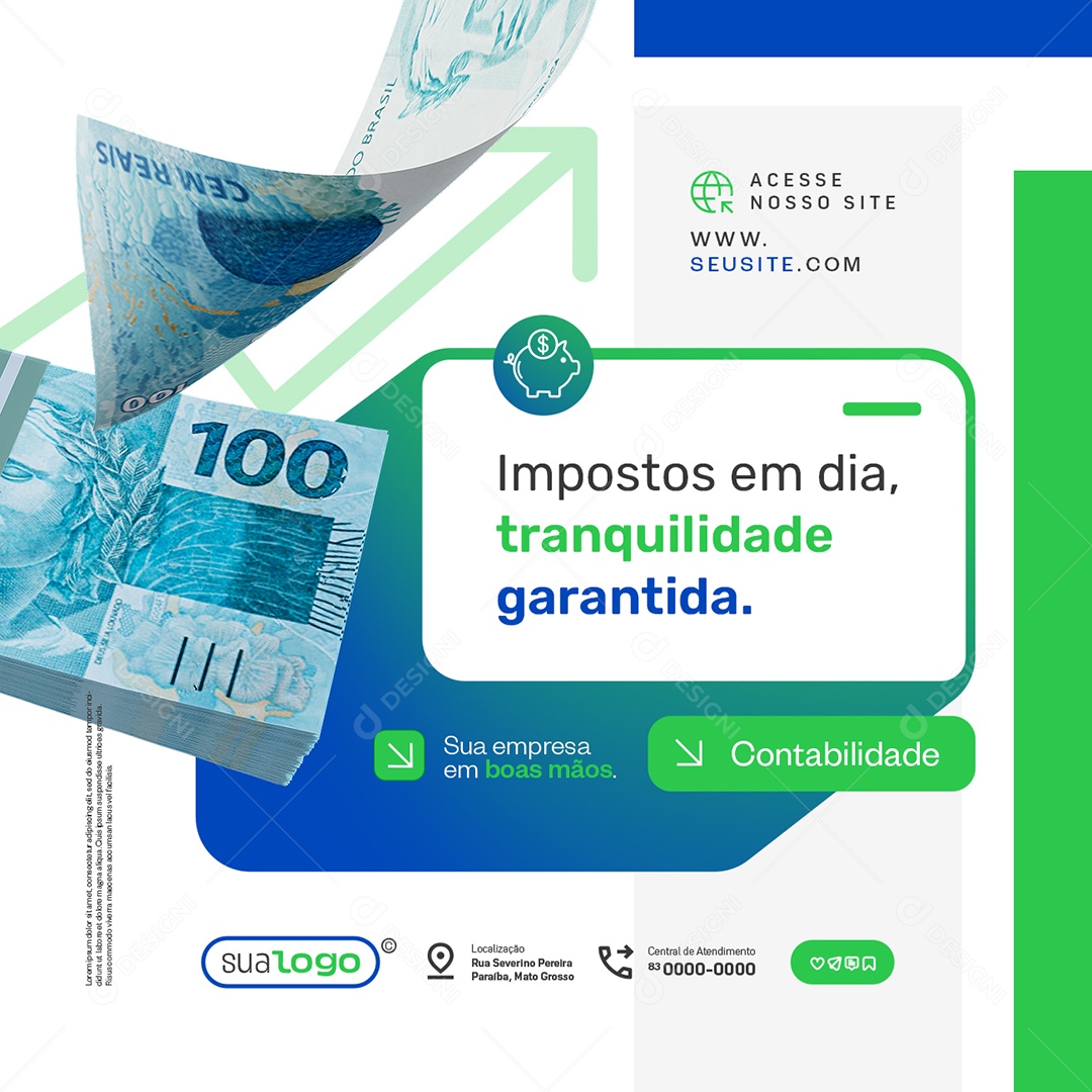 Contabilidade Impostos em Dia Tranquilidade Garantida Social Media PSD Editável